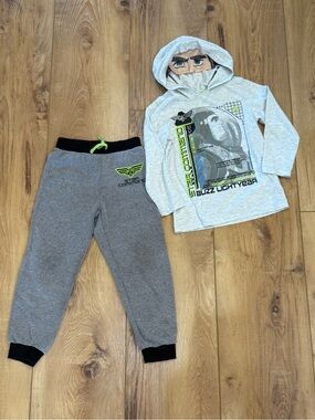 Disney Buzz Lightyear Gray Jogger Pants and Hooded Long Sleeved Shirt